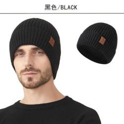  knitting man big head pure color hedging wool Double layer thick warm woolen