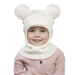 Autumn and Winter hedging hat child Double one-piece pure color lovely woolen ..