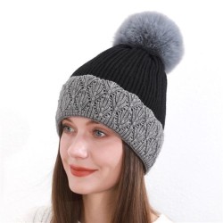 hat woman Winter velvet thick warm knitting blue patchwork flower woolen hedgi..