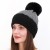 hat woman Winter velvet thick warm knitting blue patchwork flower woolen hedging