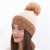 hat woman Winter velvet thick warm knitting blue patchwork flower woolen hedging