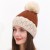 hat woman Winter velvet thick warm knitting blue patchwork flower woolen hedging