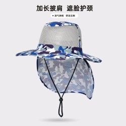 ( stripe  Dark blue)occidental style Outdoor hat summer man sunscreen sun hat ..