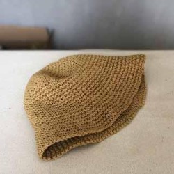 ( one size)( Khaki)foldable handmade weave Bucket hat hat woman Korean style s..