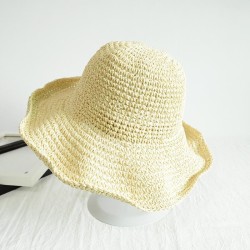 Korean style foldable handmade all-Purpose pure color hat woman summer sunscre..