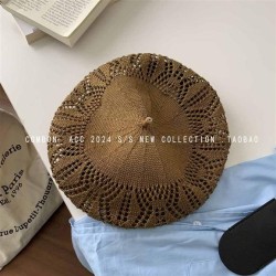 day sweet hollow weave hat woman lovely thin style draughty samll Modeling