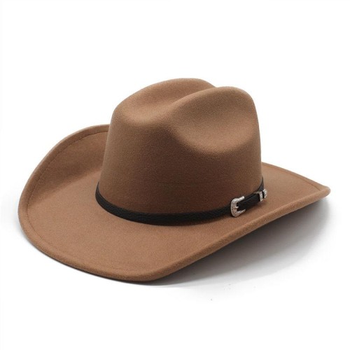 (M56-58cm)( khaki)occidental style style Cowboy man woman fashion Word woollen ethnic style Cowboy