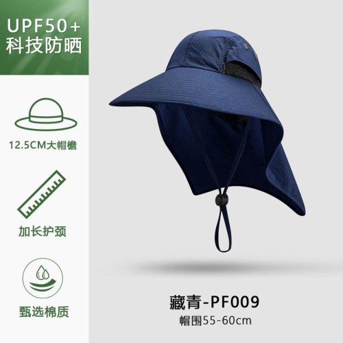 (PF   Navy blue)sunscreen hat man lady summer sun hat Outdoor sun hat big Bucket hat