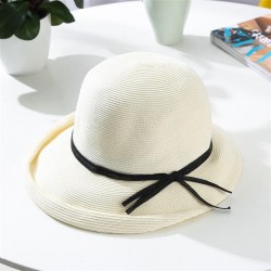 sunscreen straw hat woman summer foldable Sandy beach woman Shade Bucket hat b..
