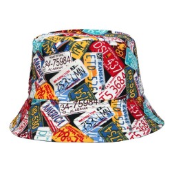 occidental style head fashion print Bucket hat Outdoor sunscreen width Double ..