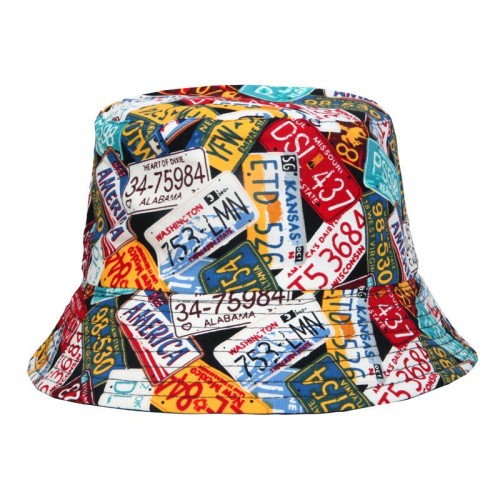 occidental style head fashion print Bucket hat Outdoor sunscreen width Double surface Word print man woman style