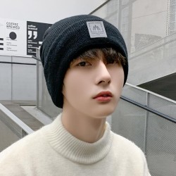 Autumn and Winter hat man warm woolen big head knitting velvet man style bag h..