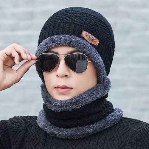woolen hat man hedging warm knitting velvet thick wind two handmade