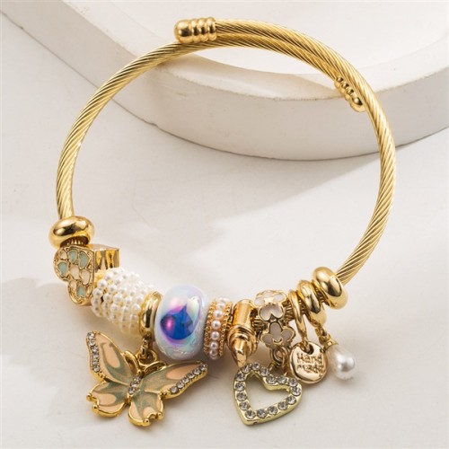 occidental styleins wind fashion more super butterfly love pendant  stainless steel trend bangle