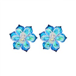 occidental style new color fashion crystal flowers diy high earrings woman mul..