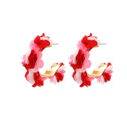 ( Red)occidental style flowers summer style more petal Cloth earrings wind col..