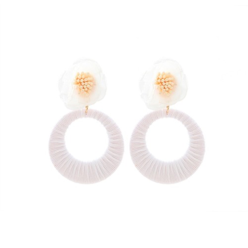 occidental style Bohemia wind Round earrings color weave hollow Earring exaggerating flowers earring