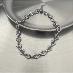 ( necklace)rhombus titanium steel necklace man womanins wind samll high clavic..