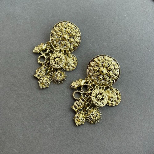 personality retro gold tassel long style ear stud samll exaggerating earring unique high Earring
