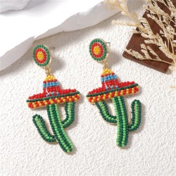 occidental style fresh color beads width handmade creative retro earring Bohem..