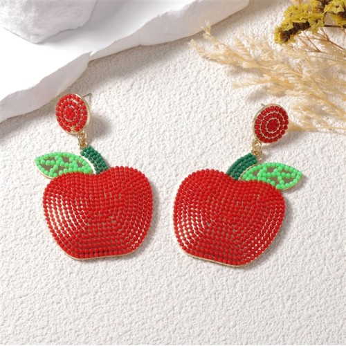 occidental style fresh sweet creative handmade mixed color beads candy colors apple pendant earrings woman  day