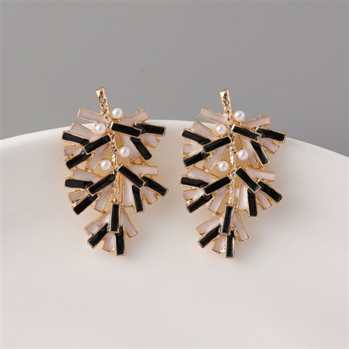 occidental style fashion trend creative Alloy enamel leaves woman style all-Purpose style ear stud