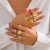 occidental style ins wind Metal surface ring set  retro geometryrings surface