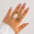 occidental style ins Metal surface geometry ring  Irregular mosaic Pearlring set