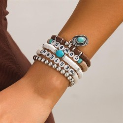 occidental style  Bohemia turquoise beads bracelet  Irregular geometry pendant..
