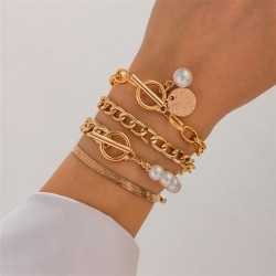 occidental style   fashion brief Metal bracelet  Irregular Pearlot bucklebrace..
