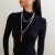 occidental style  wind Pearl beads sweater chain set  personality tasselecklace multilayer
