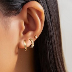 occidental style ins wind diamond Pearl buckle  Irregular Metalearrings set