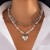 occidental style  fashion love Alloy pendant necklace  all-Purpose Pearl beads clavicle chai