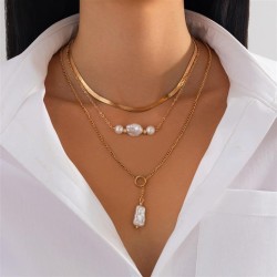 occidental style  wind Pearl pendant clavicle chain  personality Irregular bro..