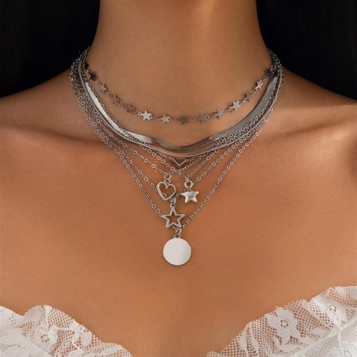 occidental style  Five-pointed star Alloy pendant clavicle chain  personality snake