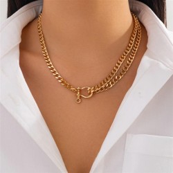 occidental style ins windU Alloy four surface necklace  geometry chain clavicl..