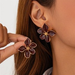 occidental style  fashion color Alloy flowers ear stud  brief bowEarring ename..