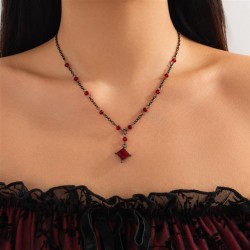 occidental style  Halloween cross pendant crystal necklace  black wind Alloy c..