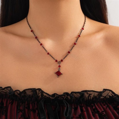 occidental style  Halloween cross pendant crystal necklace  black wind Alloy clavicle chain