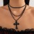 occidental style  Halloween cross pendant crystal necklace  black wind Alloy clavicle chain