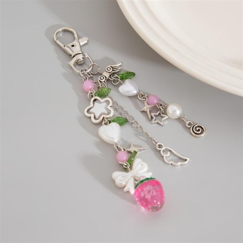 occidental style  lovely wind Acrylic pendant pendant  Pearl beads Alloy key buckle