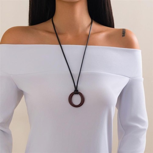 occidental style  fashion Round pendantPU necklace  brief Irregular Alloyecklace