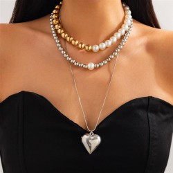 occidental style  fashion heart-shaped pendant necklace  elegant Pearl beadsec..
