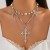 occidental style  cross Pearl beads pendant necklace  fashion Alloyecklace punk