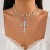 ( 1  White kSuit   69 3)occidental style  cross Pearl beads pendant necklace  fashion Alloyecklace punk