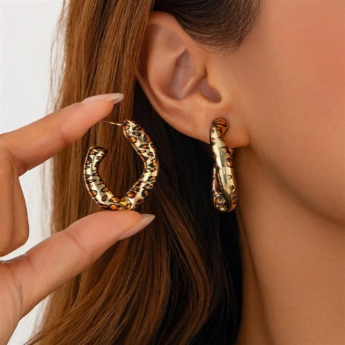 occidental style  fashion Irregular leopard buckle  high geometryEarring set