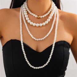 occidental style  multilayer imitate Pearl woman necklace  temperament tassel ..