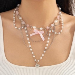 occidental style  sweet wind Acrylic beads necklace  small fresh Pearl tassele..