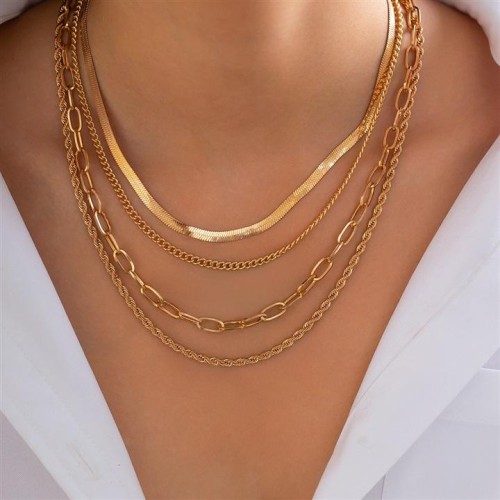 occidental style ins Irregular snake chain necklace set  personality Metalecklace multila