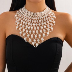 occidental style  tassel Pearl necklace  retro weave multilayerecklace